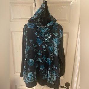Lily Floral Black Long Sleeve Hoodie